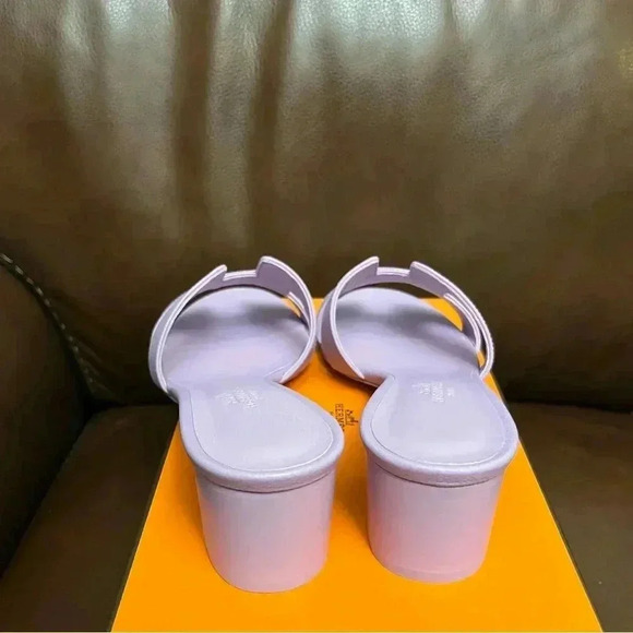 NIB Hermes Oasis Sandals Heels Violet Amethyst 38 - Picture 7 of 8